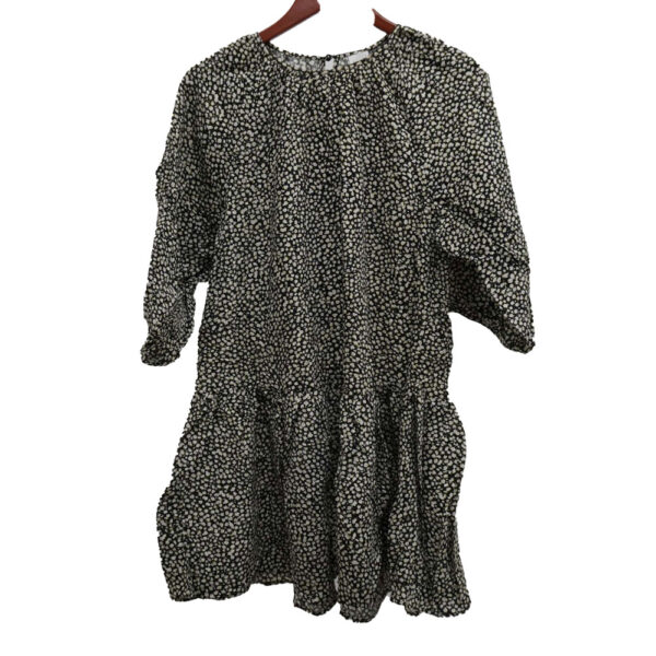VESTIDO H&M XS NEGRO FLORES