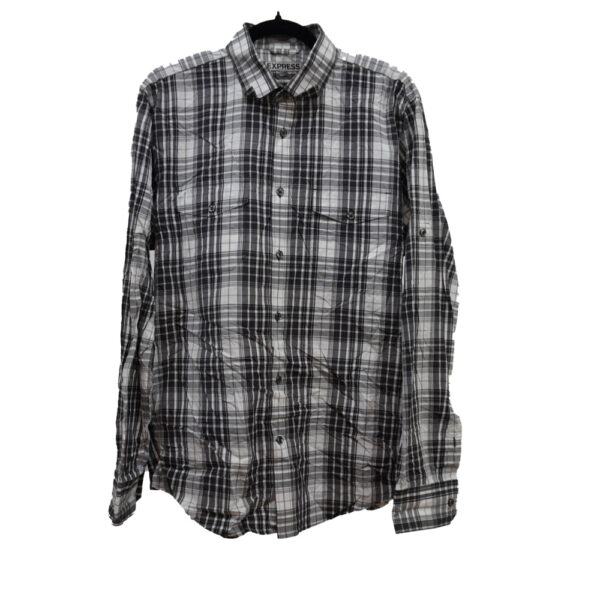 CAMISA EXPRESSS L GRIS CUADROS