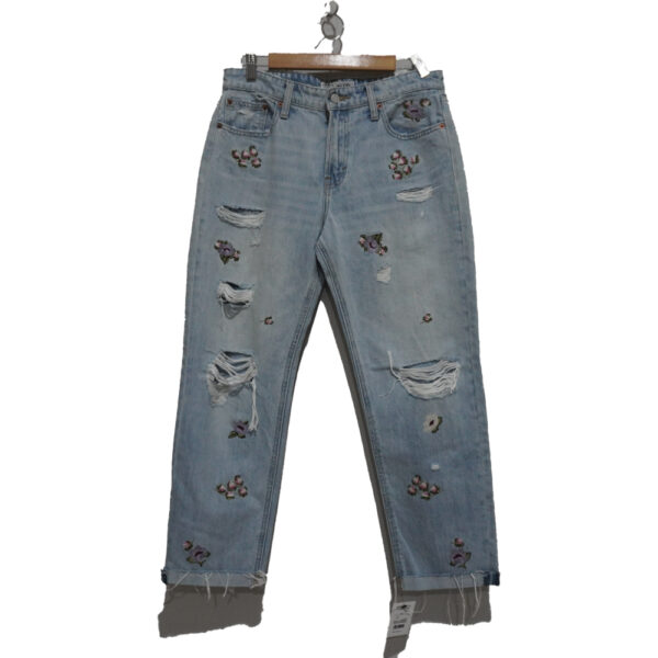 PANTALON MEZCLILLA LUCRY BRAND 8 AZUL BORDADO