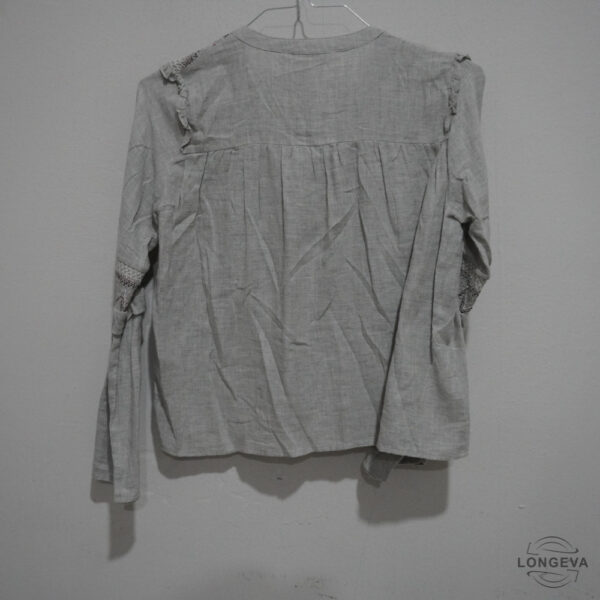BLUSA ZARA S GRIS BORDADO - Imagen 2